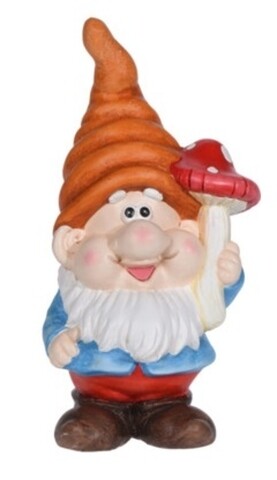Decoratiune Dwarf w Mushroom, 15x12.5x32.5 cm, ceramica, multicolor