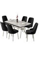 Set masa extensibila si scaune (7 piese), Hanah Home, Nis, Gri / Crom / Negru