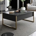 Masuta de cafea, Bexley, Luxe, 90x60x40 cm, Antracit / Aur