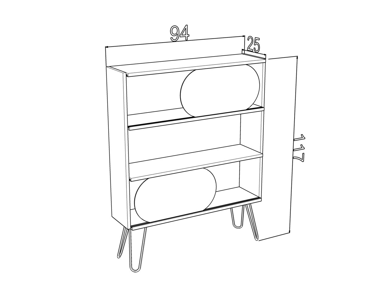 Biblioteca Mingitav Illia No.5, 94 X 25 X 117 Cm, PAL/metal, Alb