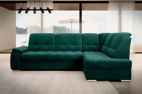 Coltar extensibil dreapta 3 locuri ELTAP, RT-35NU, Sado, 272x192x95 cm, lemn/poliester, verde inchis