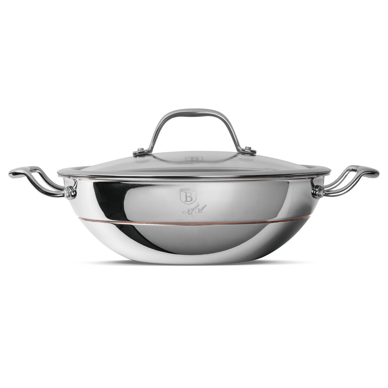 Tigaie Wok cu capac Berlinger Haus, Copper Touch, 24 cm, inox, argintiu - imagine 6