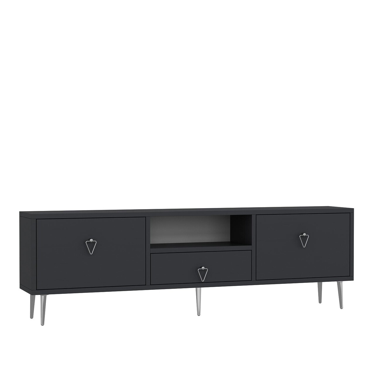Comoda TV, Hanah Home, 1306-DROP-1, 140x45x30 cm, PAL , Antracit / Argintiu - view 4
