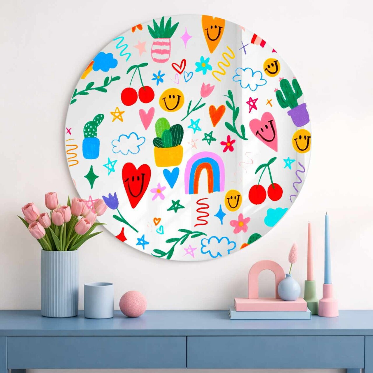 Oglinda decorativa AY11693 Sticla ø30 cm Multicolor