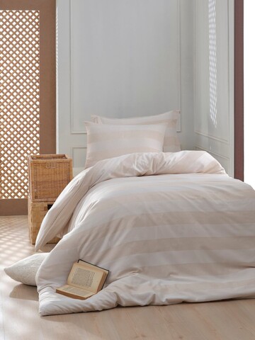 Lenjerie de pat pentru o persoana, Max Yollu Saten - Beige, EnLora Home, 70% bumbac/30% poliester
