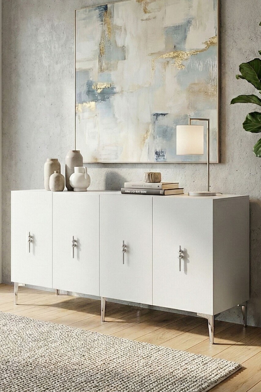 Consola, Hanah Home, Salkım 150, 125x75x32 cm, Alb / Argintiu — imaginea 3