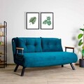 Canapea extensibilă cu 2 locuri, Futon, 859FTN1276, Metal , Verde petrol