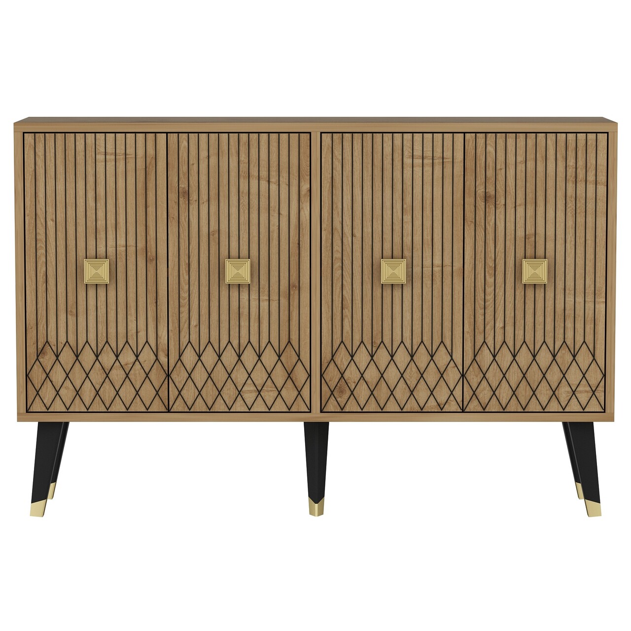 Consola, Odessa, Carbın, 120x80x30 cm, PAL, Stejar safir / Aur - 2 | YEO