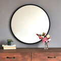 Oglinda decorativa, Neostill, Siyah Metal Çerçeve Yuvarlak Ayna A709, 60x60x2 cm, Metal, Negru