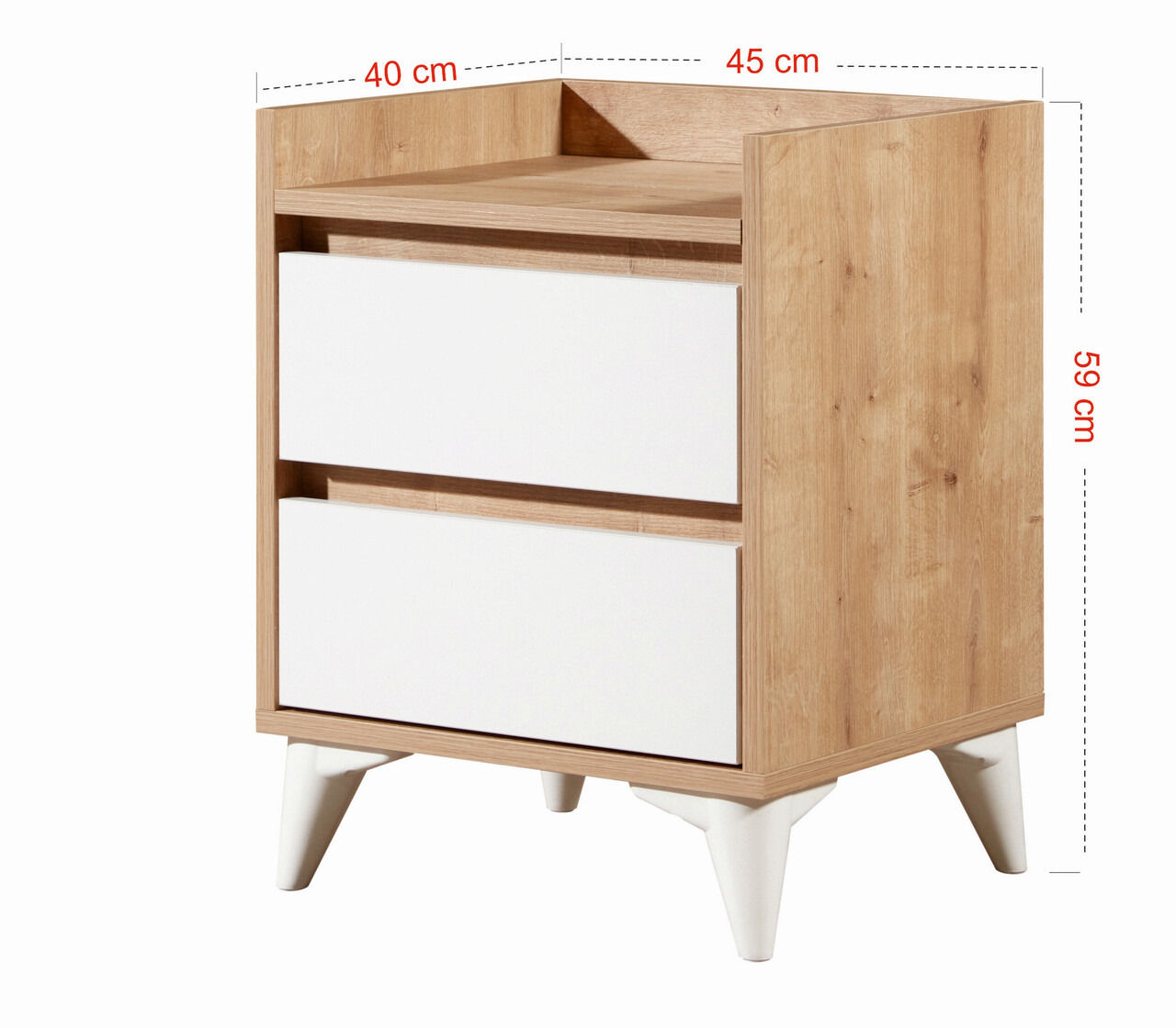 Noptiera, Hanah Home, Tuvalle 041, .45x59x40 cm, Stejar Safir / Alb - view 6