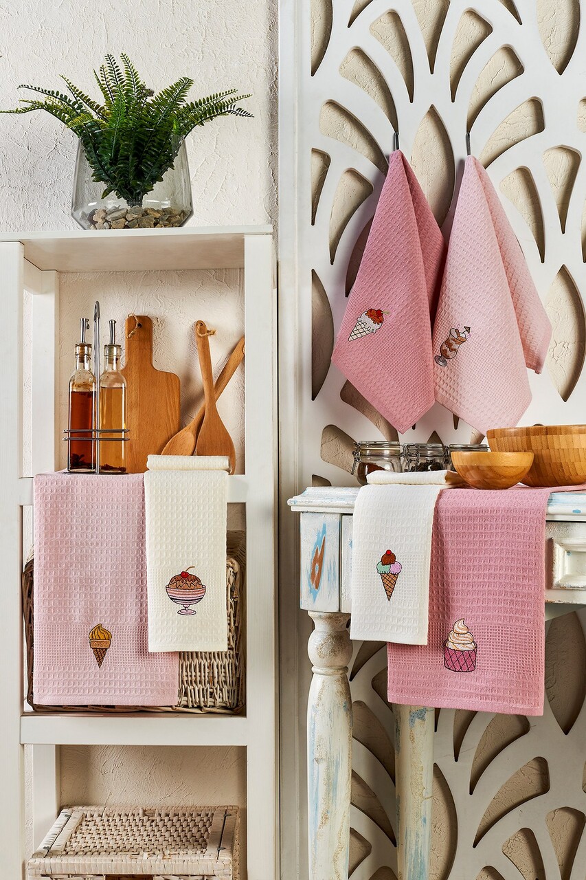 Set prosoape de bucatarie, Eponj Home, Ice Cream, Bumbac, Multicolor