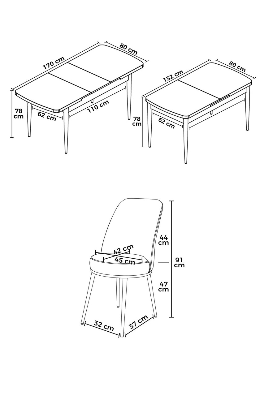 Set masa extensibila si scaune, Hanah Home, Zen, Marmură neagră / Maro - view 3