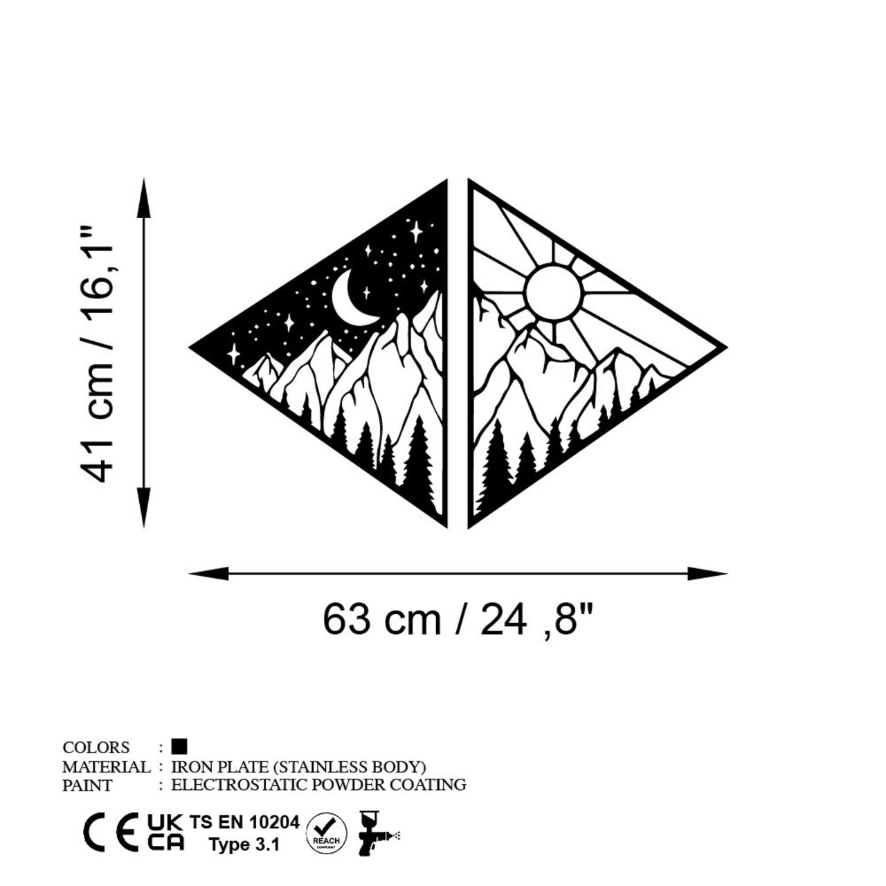 Decoratiune de perete, Day &amp; Night, Dimensiuni: 63 x 41 cm , Negru - view 6