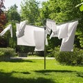 Uscator de rufe rotativ cu 4 brate + cu suport fixare pamant, Brabantia, Lift-O-Matic, 50 m capacitate de uscare, otel, gri metalizat