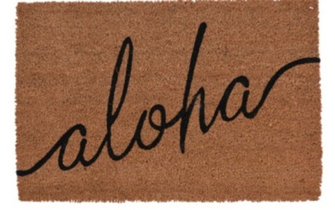 Covoras de intrare Aloha, 39×59 cm, fibra de cocos, maro/negru Covoare