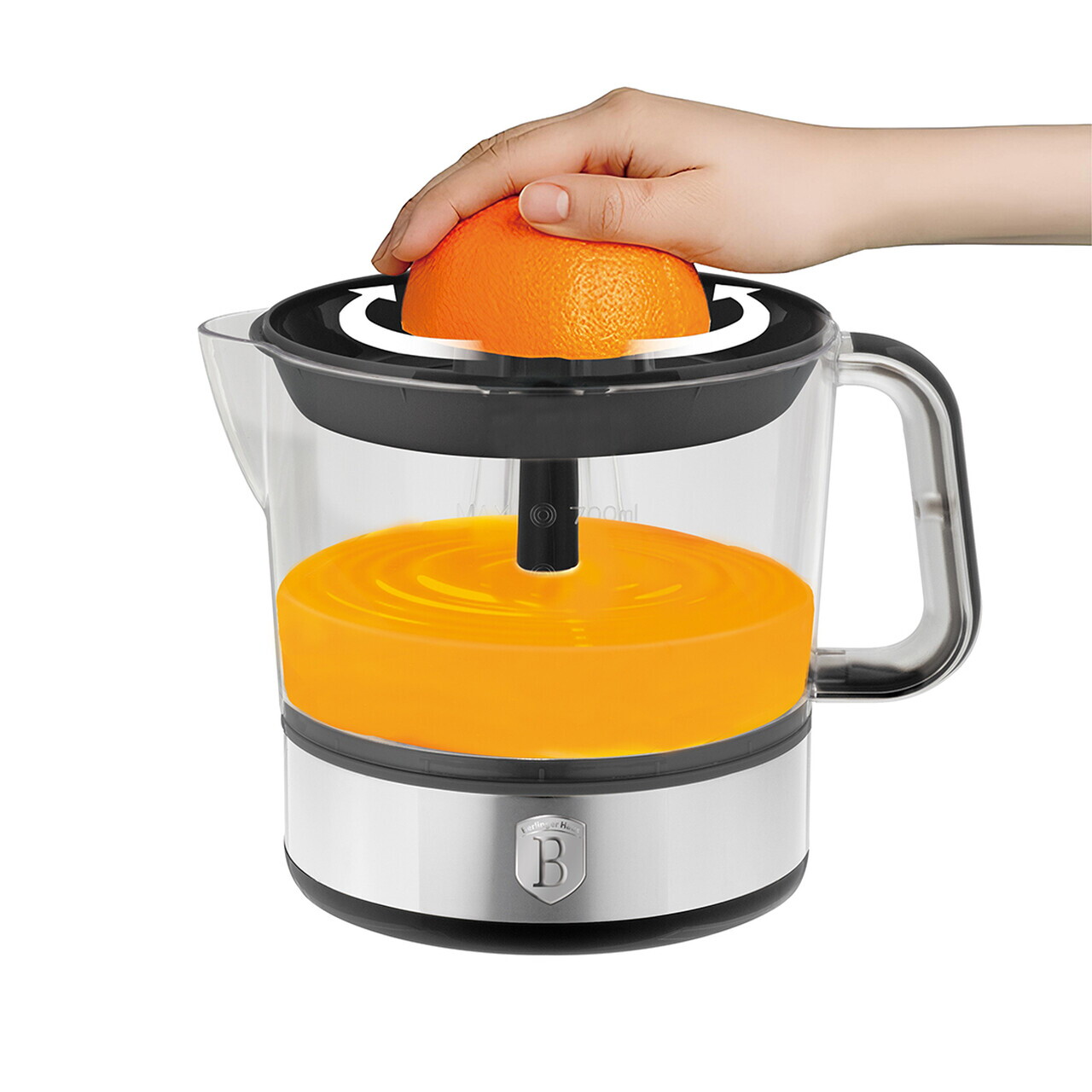 Storcator electric de citrice Berlinger Haus, Eternal, 40W, 700 ml, plastic/inox, argintiu/transparent - imagine 2