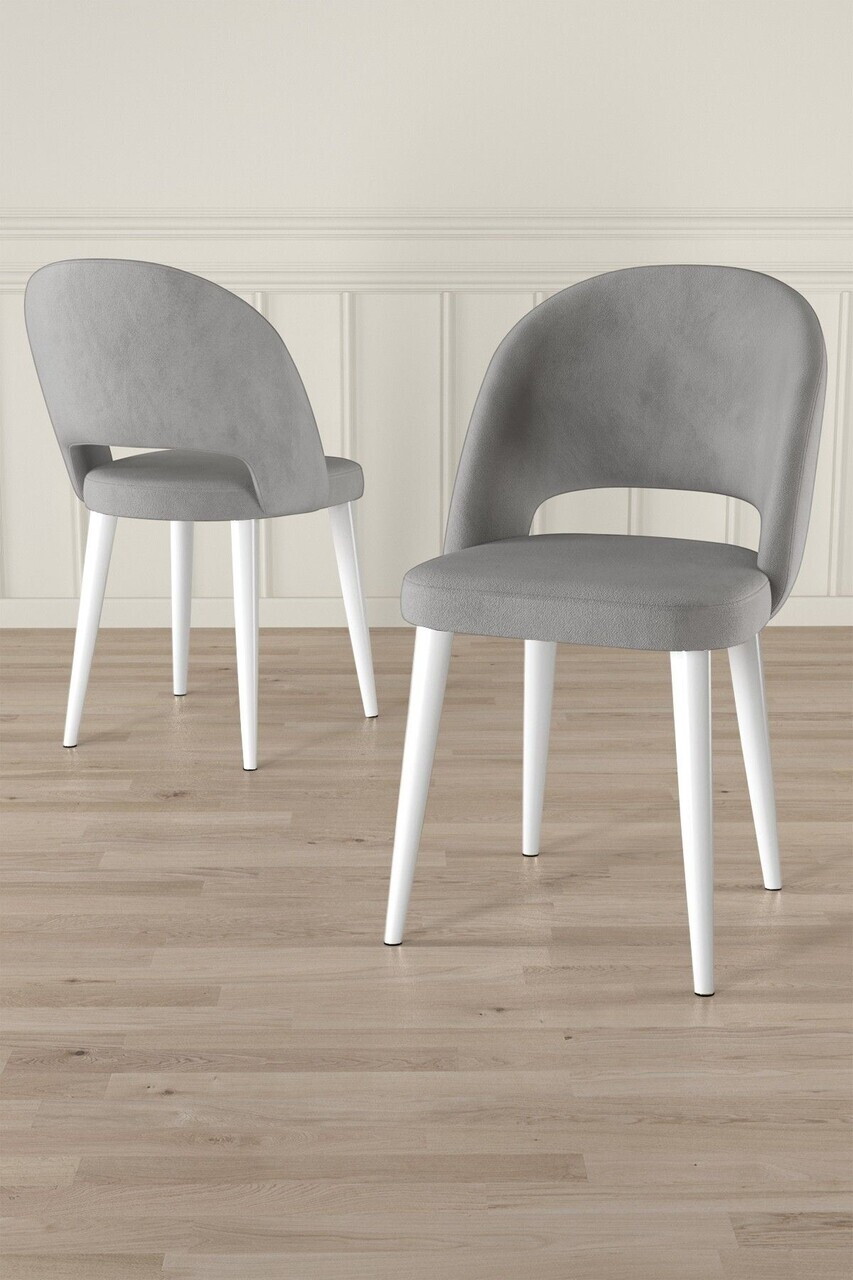 Set scaune (8 piese), Hanah Home, Pane, Gri/Alb