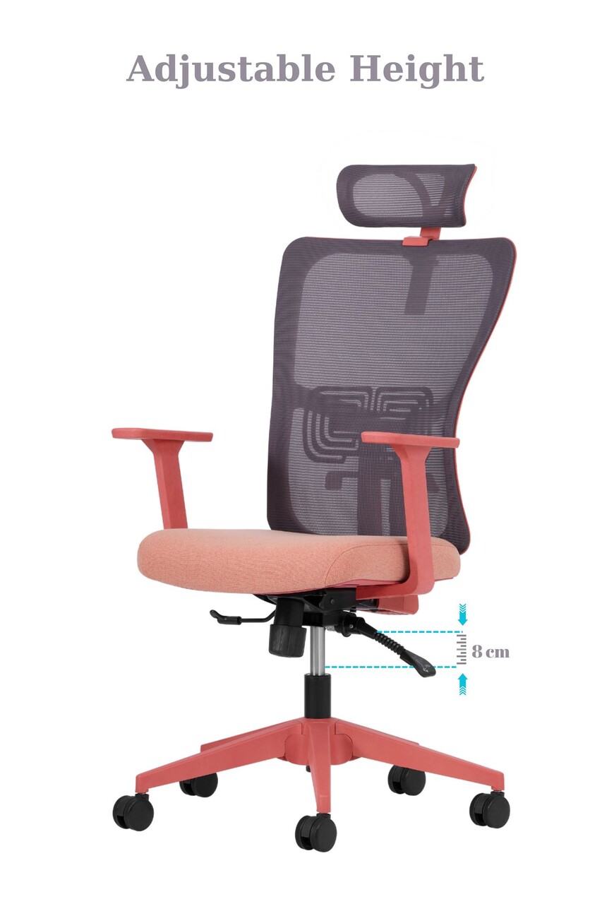 Scaun de birou, Hanah Home, Lumbar 126, 61x126x68 cm, Plastic, Roz somon - view 6