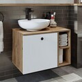 Dulap de baie cu chiuvetă, Hanah Home, 2455, MDF, Pin Atlantic / Alb