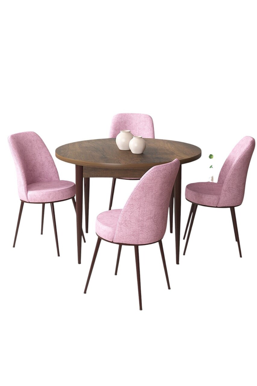 Set masă și scaune (5 bucăți), Hanah Home, Tor, Baroc / Roz - view 2