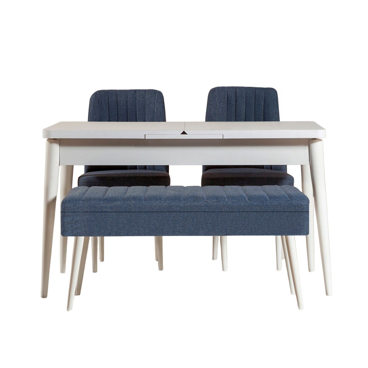 Set masa extensibila si scaune, Hanah Home, Vina 1048, Alb/Albastru inchis - imagine 3