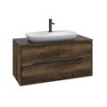Dulap de baie cu chiuvetă, Hanah Home, Galia 100 v2, Maro inchis
