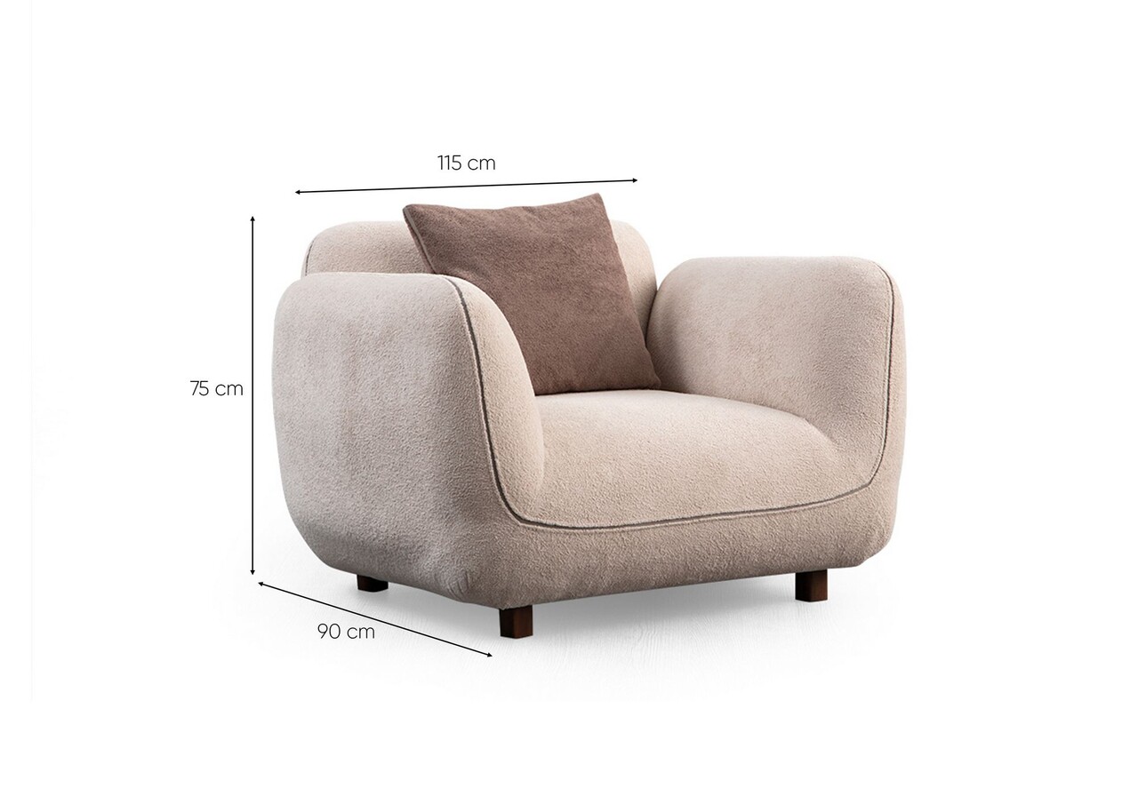 Fotoliu, Atelier del Sofa, 560ARE5256, Cadru: LEMN/PAL, Crem