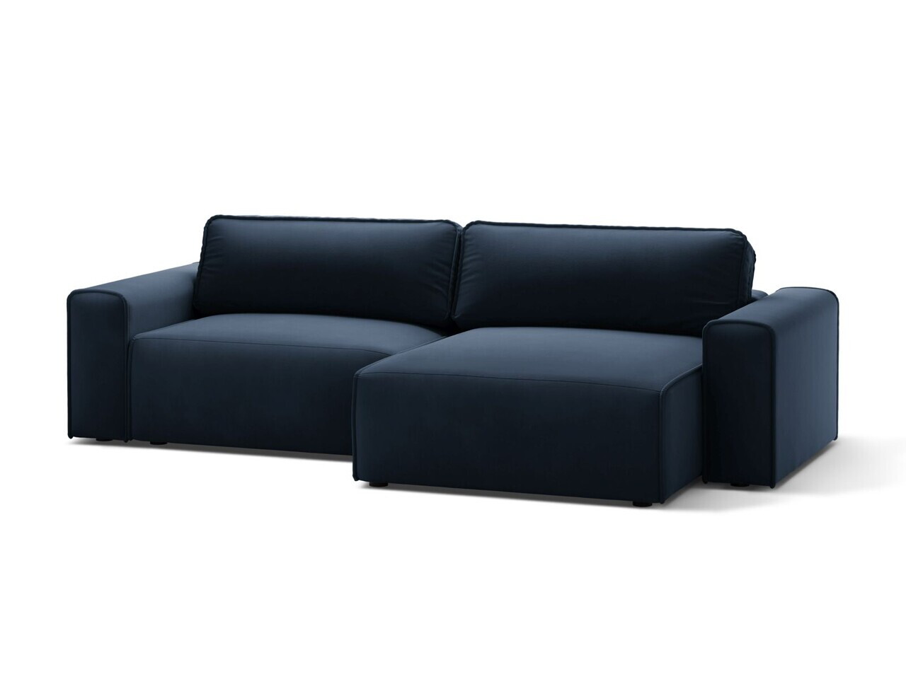 Coltar extensibil dreapta 3 locuri, Victor, Micadoni Home, 246x148x83 cm, catifea, albastru inchis — imaginea 2