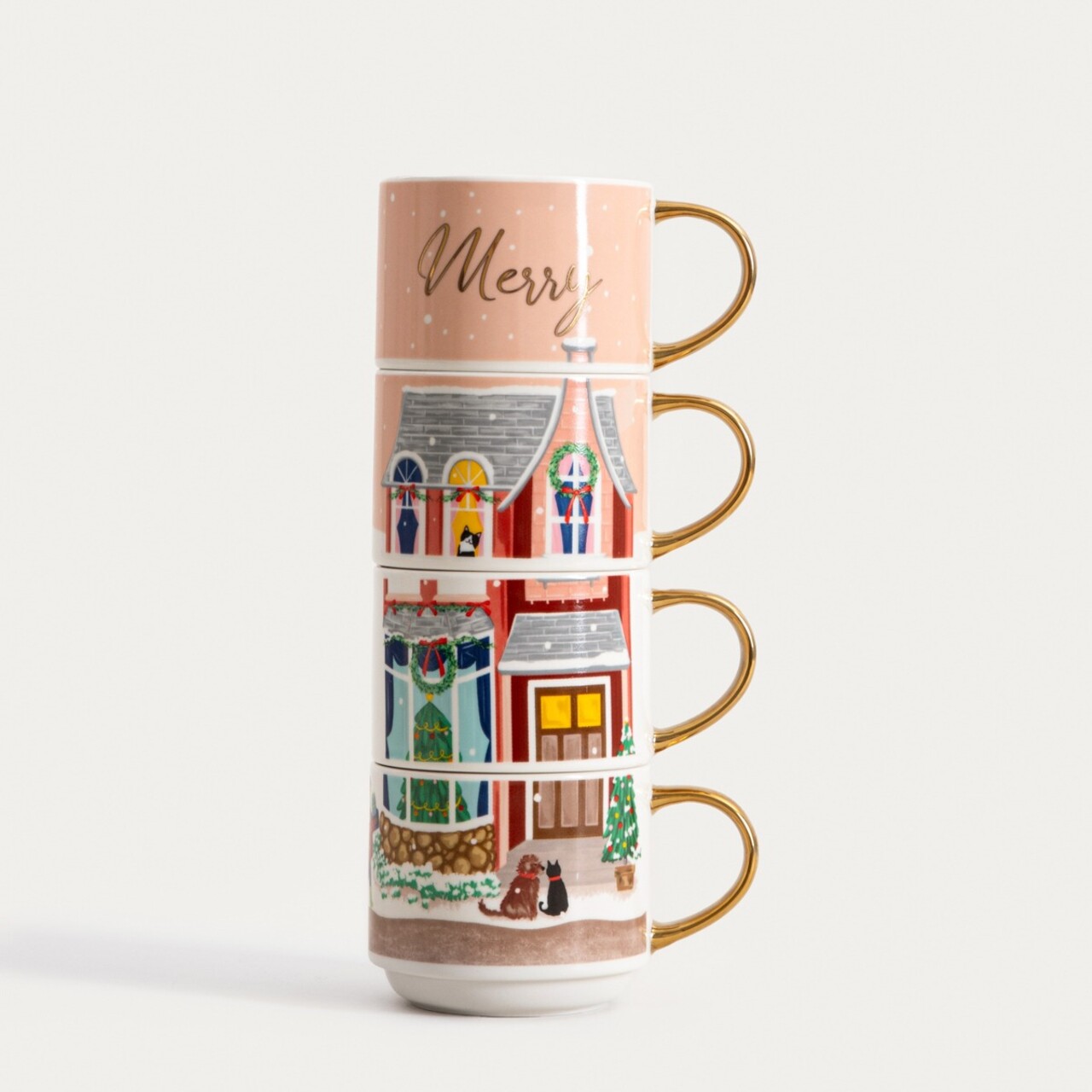 Set 4 cani Velisse, Homla, 0.2 L, portelan, multicolor