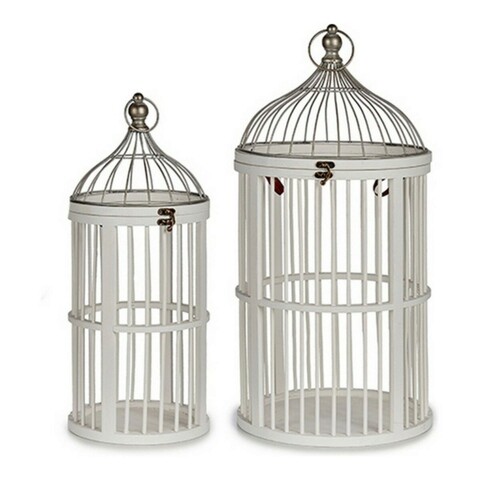 Set 2 colivii decorative Cage Circular, Gift Decor, Ø30 x 61 cm, lemn/metal, alb Gift Decor