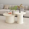 Masuta de cafea, Hanah Home, Valento, 60.8x53.43x60.8 cm, Piatră Lunii / Travertin