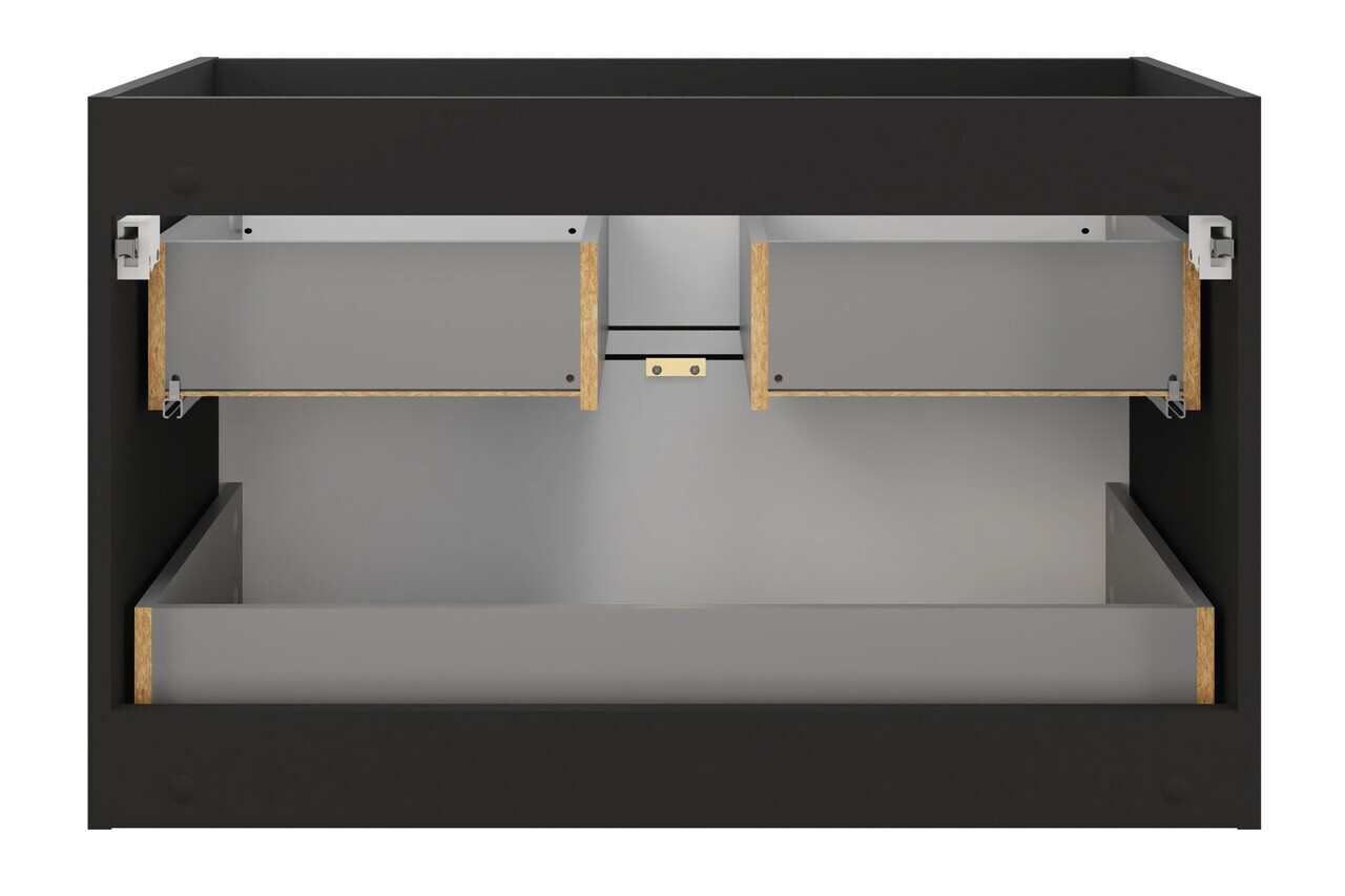 Set mobilier baie Talia Casella 80 cm, dulap inalt si masca cu lavoar, Comad, MDF/PAL, stejar/negru mat - view 6