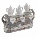 Set 3 borcane cu capac si cos, InArt, sticla/bumbac, gri