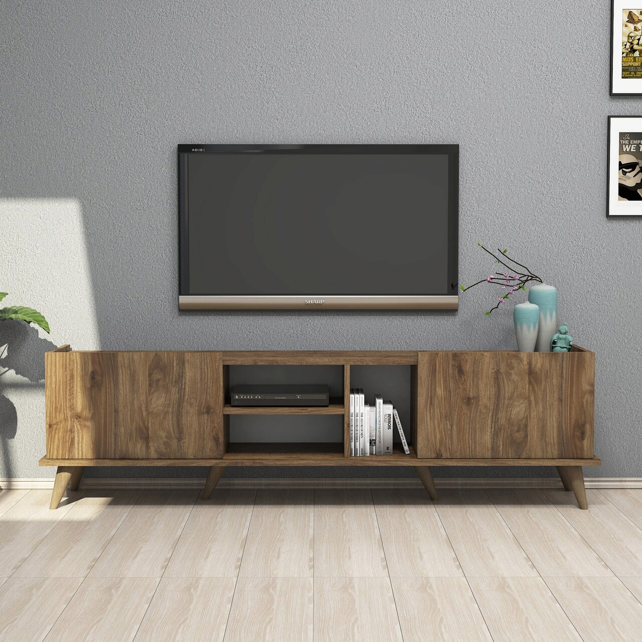 Comoda TV, Mezza, Elegante 1310, 180x52x34 Cm, Maro