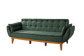 Canapea extensibila cu 3 locuri, Unique Design, 867UNQ1332, Lemn de carpen, Verde