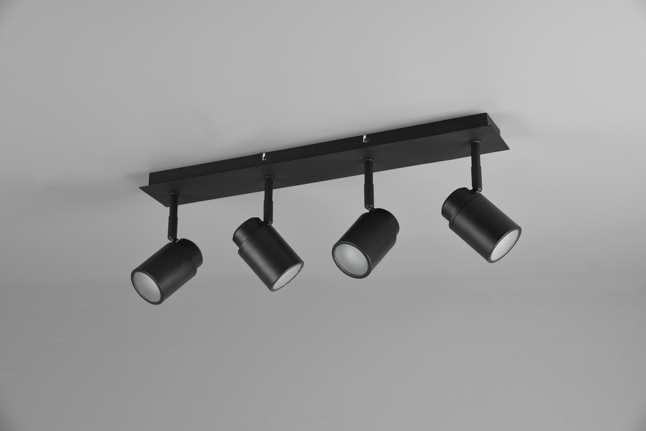 Plafoniera Angelo, TRIO, 52x19.5x9.5 cm, 5W, 4x GU10, metal, negru mat - 1 | YEO