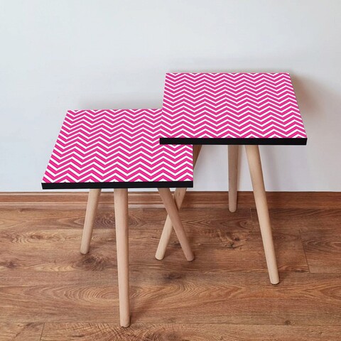 Set masute 2 piese, Leona, 2SHP242, Fucsia/Alb