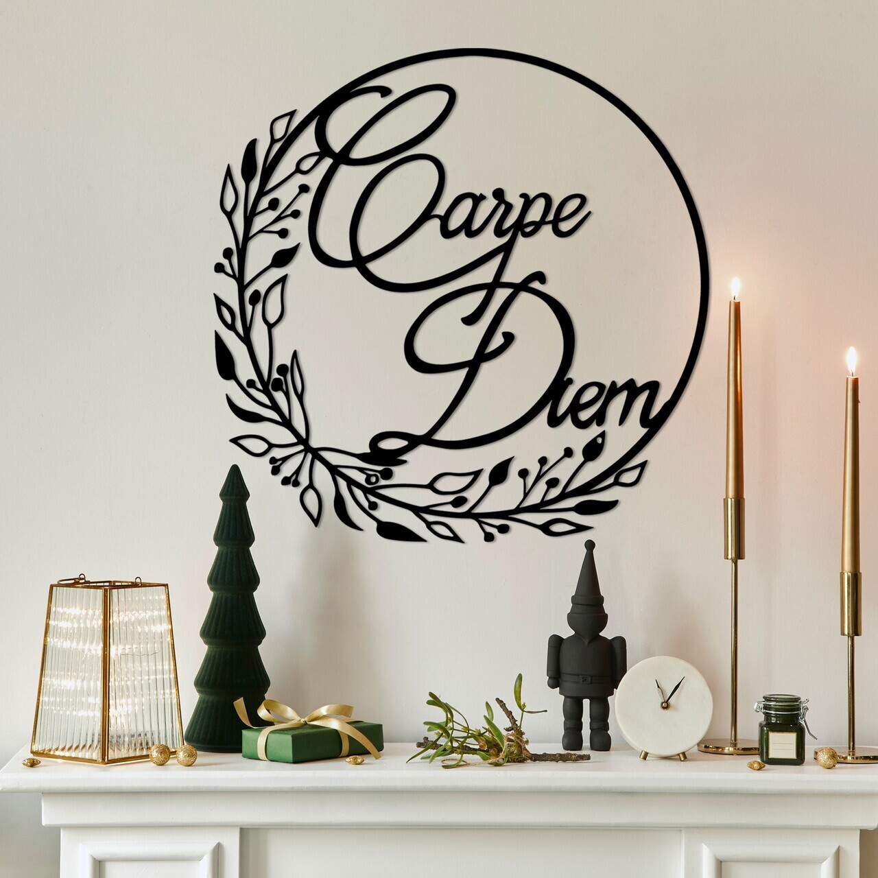 Decoratiune de perete, Carpe Diem 1, Dimensiuni: 56 x 56 cm, Negru — imaginea 2