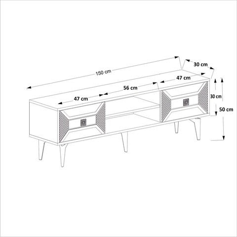 Comoda TV, Olivia, Yumedi, 150x50x30 cm, PAL , Antracit / Aur
