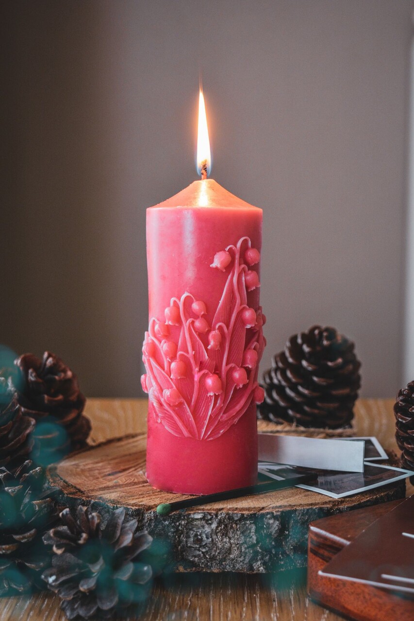 Lumanare, Ers1256, 13x7 cm, Coral - imagine 2