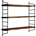 Raft de perete, Evila Originals, Wr088, 60x57x15 cm, Lemn masiv, Nuc negru