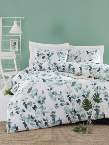 Lenjerie de pat dubla, sabine - green, enlora home, bumbac ranforce