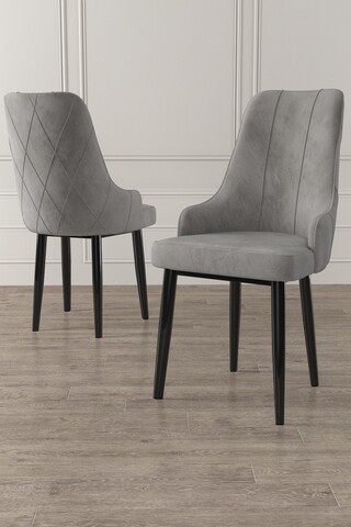 Set scaune 2 piese, Charlotte, Trex, Gri/Negru