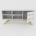 Comoda TV, Decorotika, North, 130x38.6x58.6 cm, Alb/Auriu
