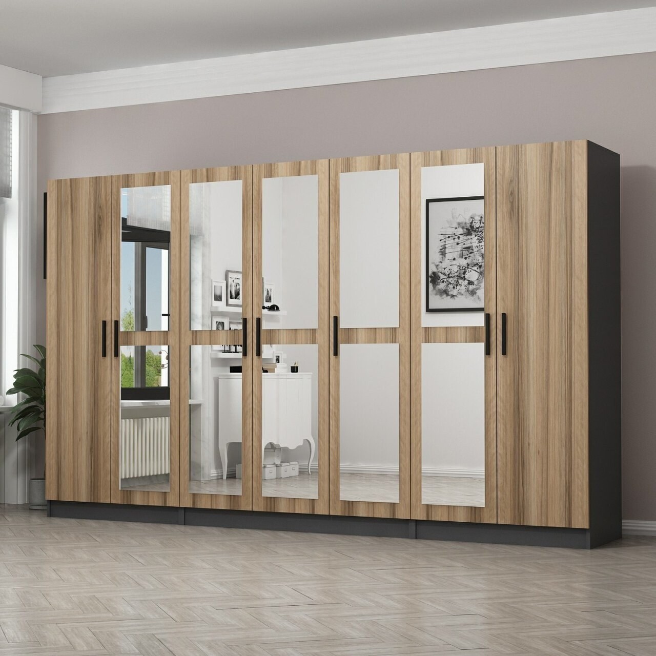 Dulap pentru haine, Minerva, Kale, 315x210x52 cm, PAL, Antracit - 1 | YEO