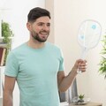 Paleta electrica anti-insecte reincarcabila 2 in 1 cu lumina UV, KL Rak, InnovaGoods, 44.5 x 18 cm, alb/gri