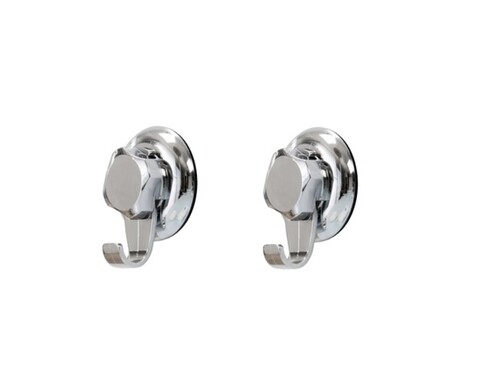Set 2 carlige pentru baie Bestlock Compactor, 5.5 x 3.8 x 8 cm, crom/ABS/plastic (TPU), argintiu