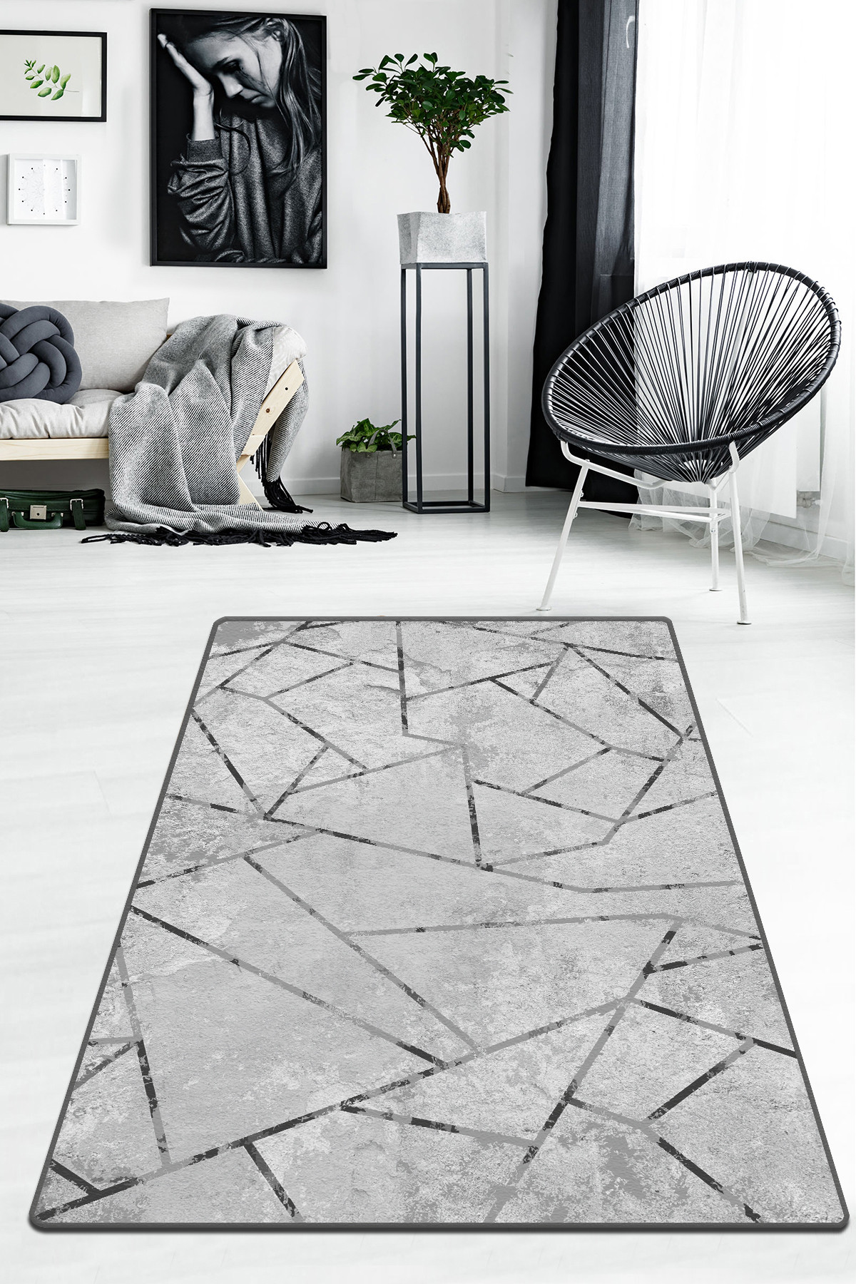 Covor, Gray Djt, 80x200 cm, Gri