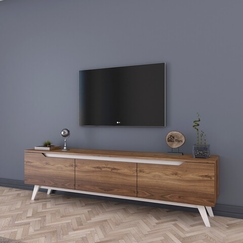 Comoda TV D1 – 795, Wren, 180 x 35 x 48.6 cm, walnut/white mezoni.ro
