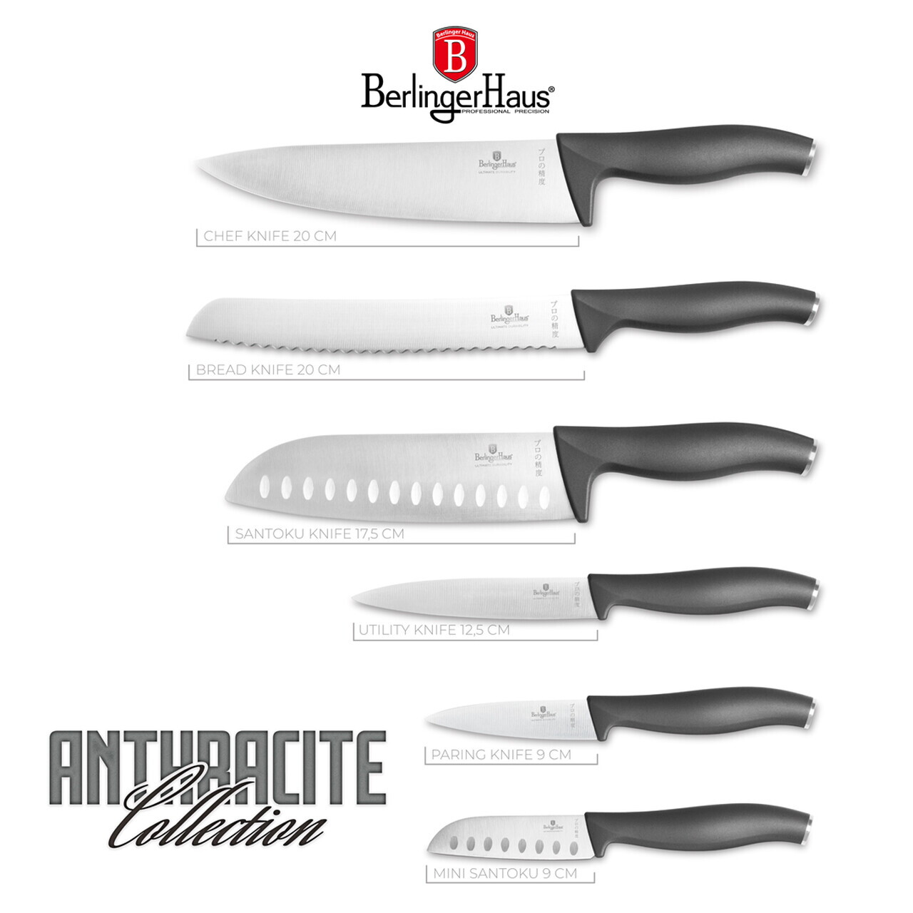 Set 6 cutite Berlinger Haus, Anthracite, inox, antracit mat - imagine 18